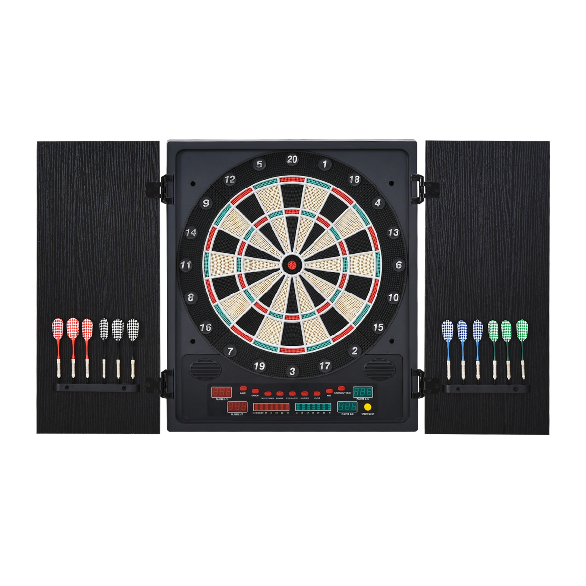 HOMCOM Electronic Dartboard with LED Scoreboard, 27 Games & Storage Cabinet – For Up to 8 Players