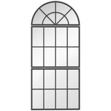 HOMCOM Large Arched Wall Mirror with Metal Grid, 3-Piece Split Window Mirrors, 120 x 54 cm, Black