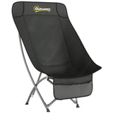 Outsunny Folding Moon Chair with Side Pocket & Carry Bag – Heavy Duty 120kg Camping Chair for Adults, Black