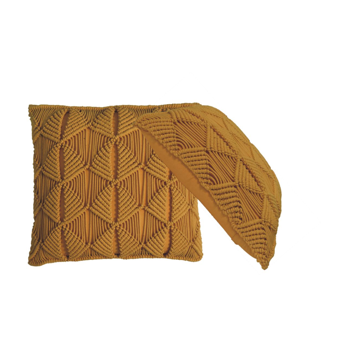Artisan Furniture Esmi Hand Woven Cushion Set of 2 – Plump Filling, Modern Home Decor, Mustard