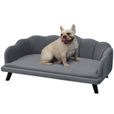 PawHut Dog Sofa Bed with Washable Cushion & Birch Legs – Grey Shell Design Pet Couch for Medium & Large Dogs