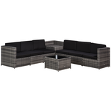 Outsunny Grey 6-Seater Rattan Sofa Set - front view
