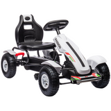 HOMCOM Children's Pedal Go Kart with Adjustable Seat, Inflatable Tyres and Handbrake – Ages 5-12, White