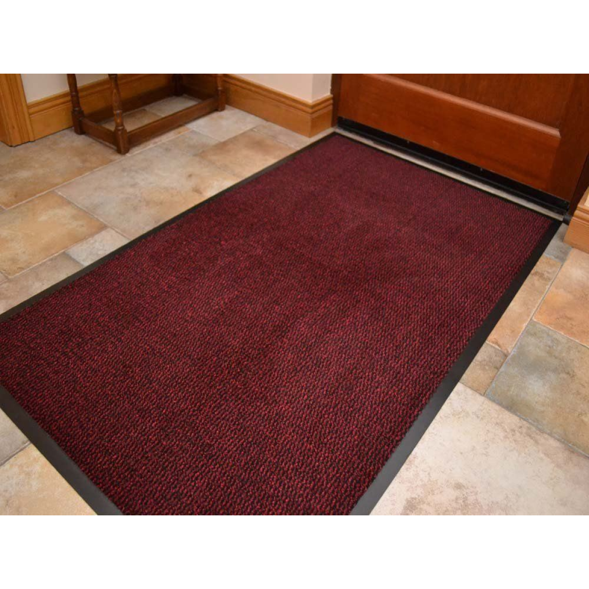 Heavy-Duty Non-Slip Barrier Mat with PVC Edge – Dirt-Absorbent Entrance Mat, 90 x 120 cm, Red