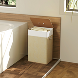 Bamboo Laundry Hamper Cabinet with Removable Lid and Detachable Bag – 72L Storage Basket, Natural Wood Finish