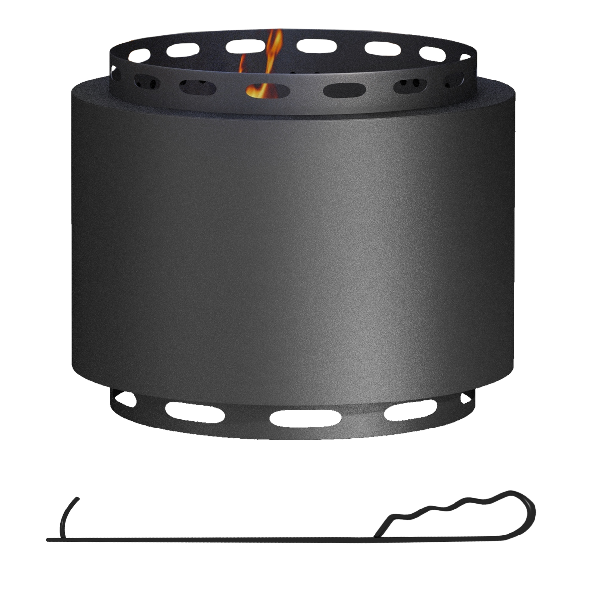 Outsunny 48.5cm Smokeless Wood Burning Fire Pit with Poker – Black Metal Outdoor Fireplace for Patio & Garden
