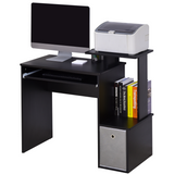 Black computer desk with keyboard tray