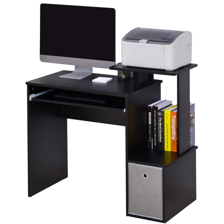 Black computer desk with keyboard tray