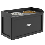 PawHut Stainless Steel Raised Dog Bowl Stand with 21L Storage Drawer – Feeding Station for Large Dogs, Black