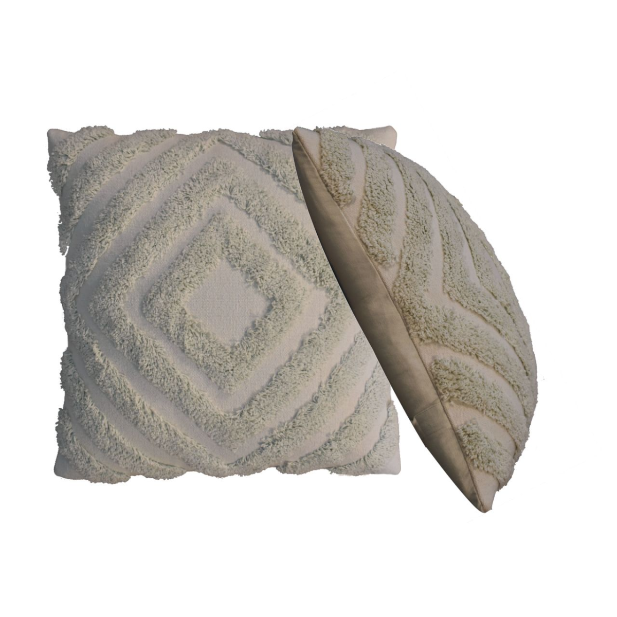 Artisan Furniture Diamond Tufted Cushion Set of 2, 100% Cotton – Scandi-Style Sofa and Bed Cushions, Sage Green