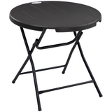 Outsunny Foldable Round Garden Dining Table for 4 with Steel Frame & Wood-Effect Top – Space-Saving Outdoor Table
