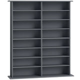 HOMCOM 16-Compartment Media Shelf with 12 Adjustable Shelves, Holds 720 CDs – CD and DVD Tower, Grey