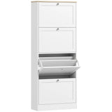 HOMCOM Slim 4-Drawer Shoe Cabinet with Adjustable Shelves – Holds 24 Pairs, White