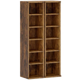 HOMCOM Set of 2 CD Media Storage Towers with Adjustable Shelves, Holds 204 CDs, Rustic Brown
