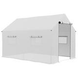 Outsunny 2 x 3m Tunnel Greenhouse with UV PE Cover, Wide Roll-Up Door & Windows – Steel Frame, White