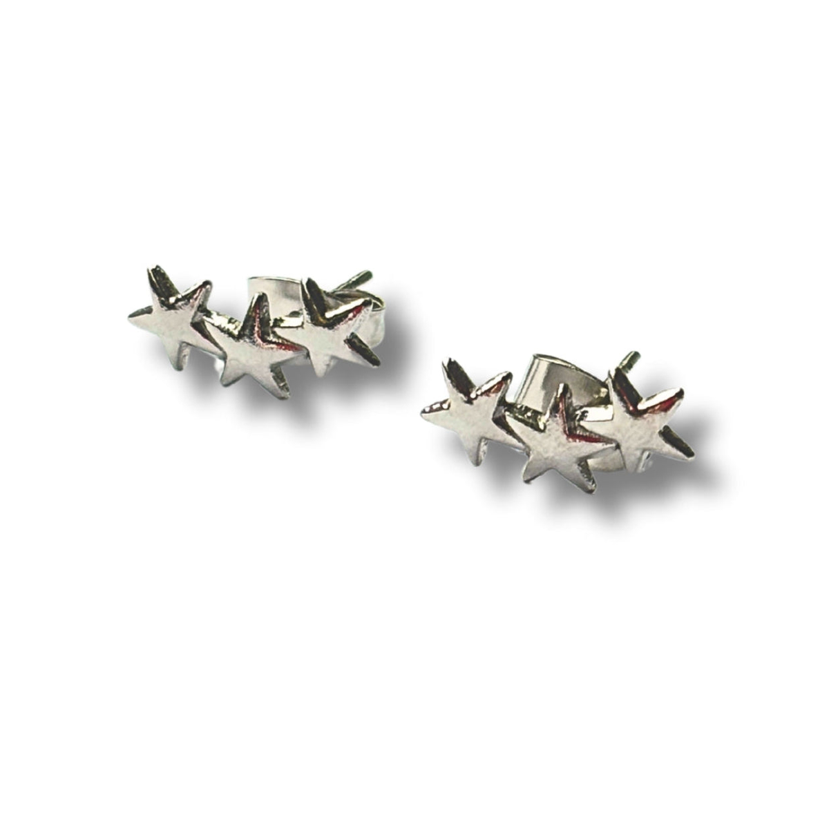 Aye Do Gifts Triple Star Silver Stud Earrings – Hypoallergenic Stainless Steel, Letterbox-Friendly Gift