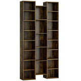 HOMCOM 21-Compartment Tall Bookshelf with 10 Adjustable Shelves and Anti-Tipping Hardware – Brown