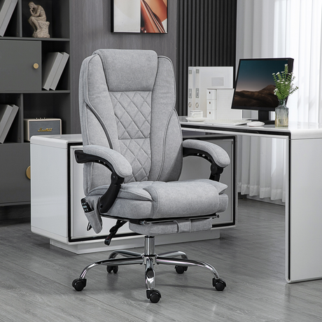Grey velvet heated massage office chair
