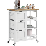 White rolling kitchen island cart