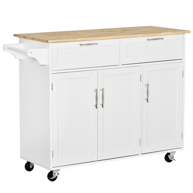 White kitchen island utility cart