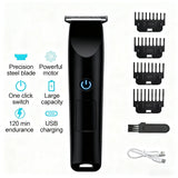 Men's Pro Electric Hair Clippers & Beard Trimmer with 4 Limit Combs – USB Rechargeable Barber Shaver, Black