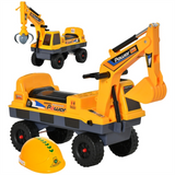 Kids Ride-On Excavator with Lights, Music, Helmet & Under-Seat Storage – 2-in-1 Digger Toy for Ages 2–3, Yellow