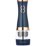 Tower Cavaletto Electric Salt and Pepper Mill Set with Ceramic Grinders – Battery Operated, Midnight Blue