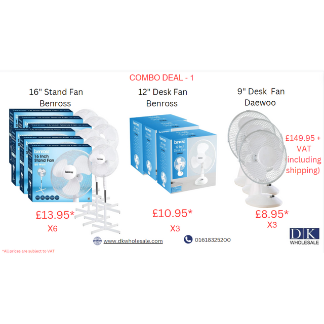 Stand fan and desk fan bundle