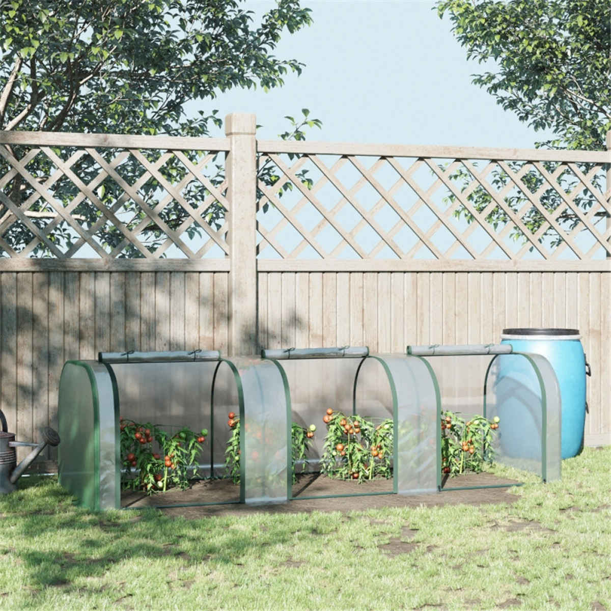 Mini Greenhouse with Steel Frame, PVC Cover & 3 Roll-Up Zipped Doors – Portable Garden Grow House, Dark Green