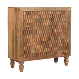Artisan Furniture Solid Wood Marbella Carved Cabinet with 2 Doors and 2 Shelves – Golden Teak, Brown
