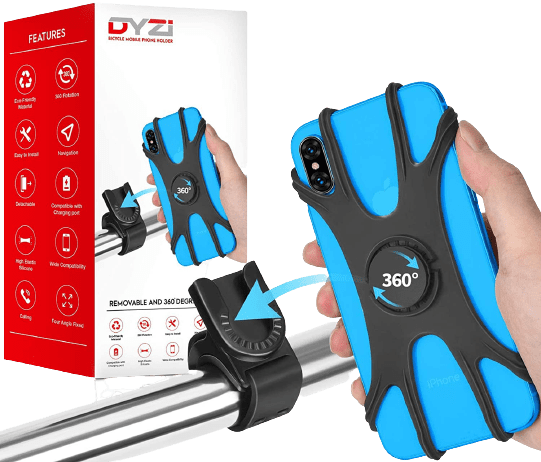 DYZI Detachable Bike Phone Holder with 360° Rotation and Anti-Slip Silicone Clip – Fits Phones 4–6.5 Inch