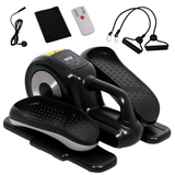 SPORTNOW Mini Elliptical Machine with Remote Control & LCD Monitor – Seated Pedal Exerciser, 12 Speeds, Black