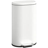 HOMCOM 30L Curved Pedal Kitchen Bin with Soft-Close Lid and Removable Bucket – Slim Waste Bin, Cream