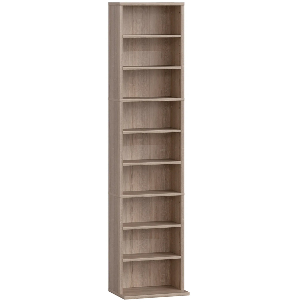 HOMCOM Narrow CD Storage Unit for 260 CDs or 120 DVDs – Tall Media Tower with Anti-Tip Straps, Natural Wood