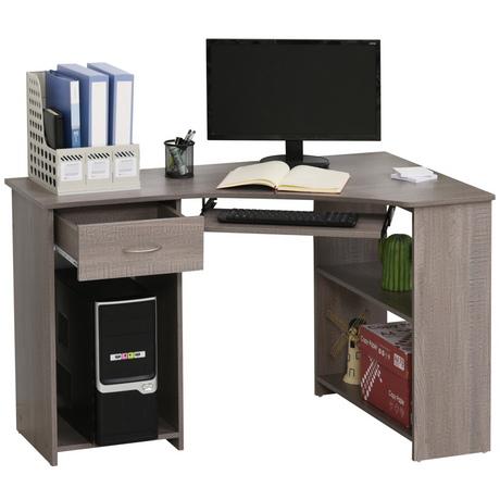 Grey L-shaped corner desk