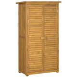 Outsunny Wooden Garden Storage Shed with 3 Shelves, Felt Roof & Lockable Double Doors – Outdoor Tool Cabinet