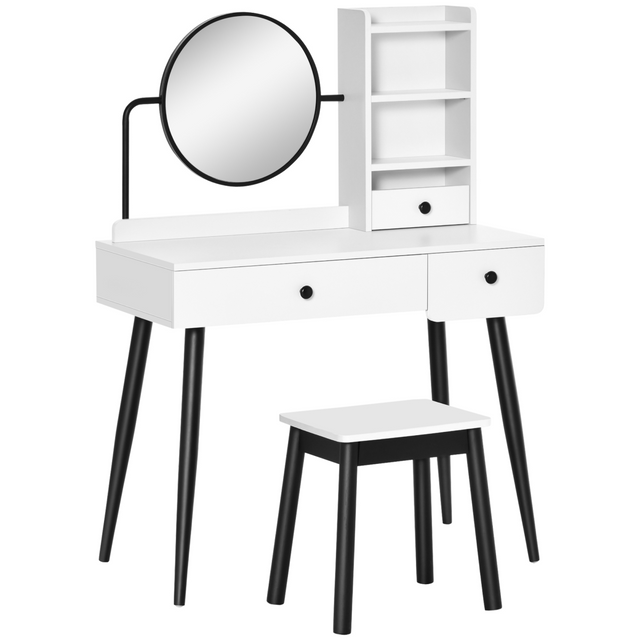 White dressing table set with stool