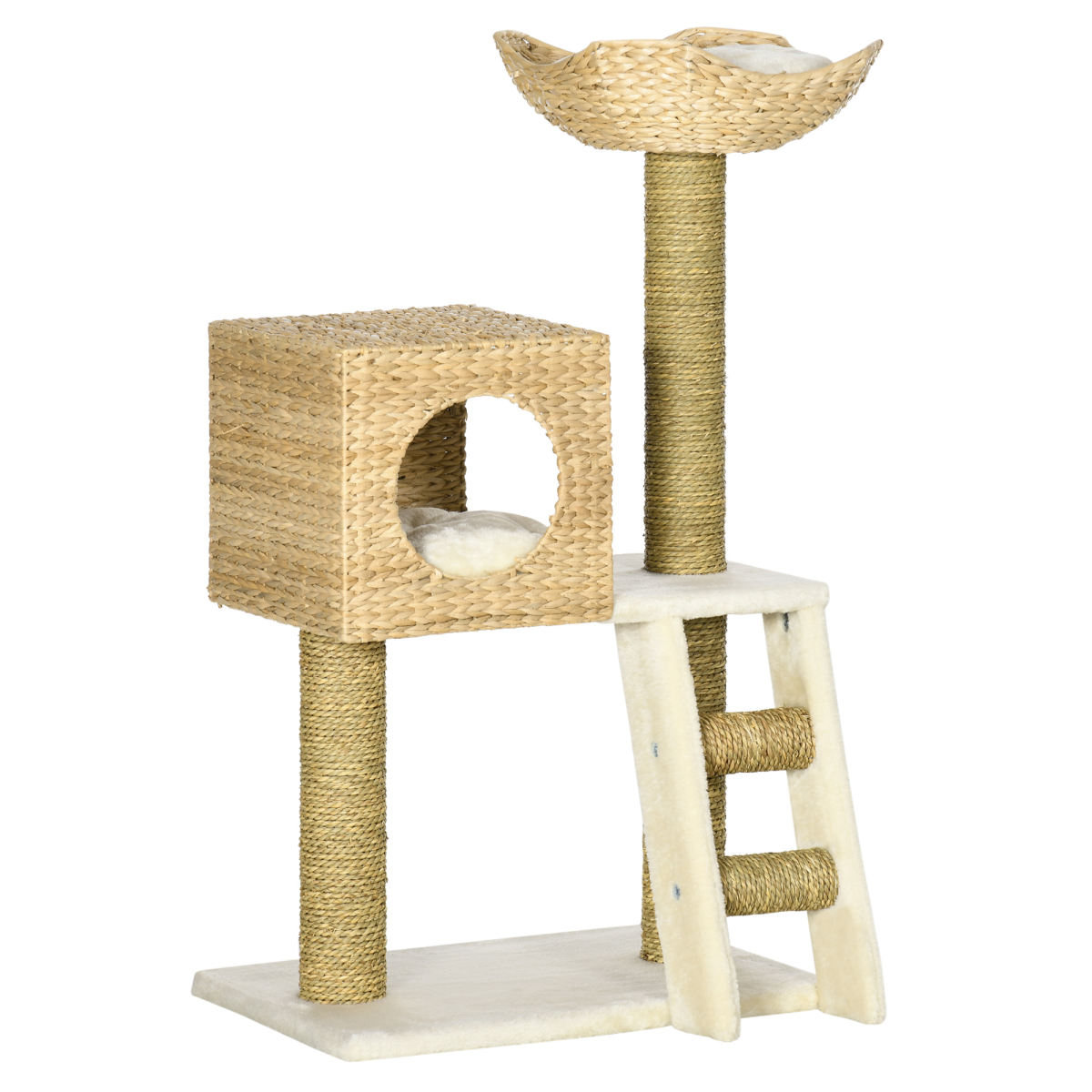 PAWHUT Cat Tree with House, Bed, Ladder and Scratching Posts – Plush Kitten Tower, 100.5cm