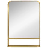 HOMCOM Modern Rectangular Wall Mirror with Storage Shelf, 70 x 50 cm, Gold Tone