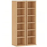 HOMCOM Set of 2 CD Storage Towers with Adjustable Shelves – Slim Media Display Rack for 204 CDs, Natural