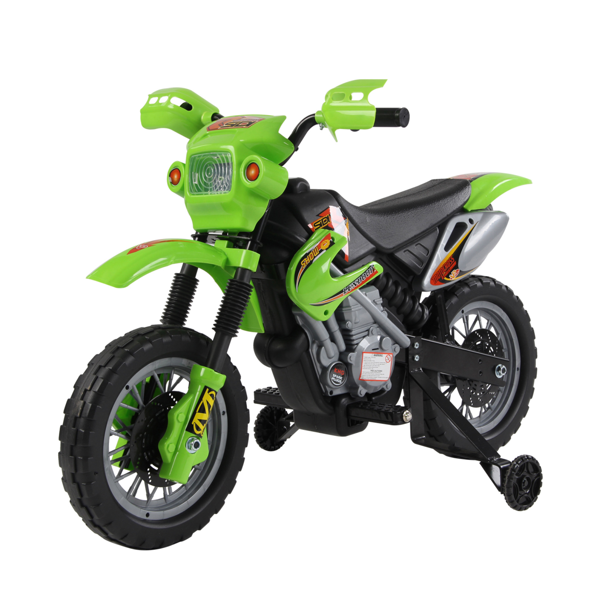 Kids 6V Electric Ride-On Motorbike with Headlights, Music and Horn – Motocross Style for Ages 3–6, Green