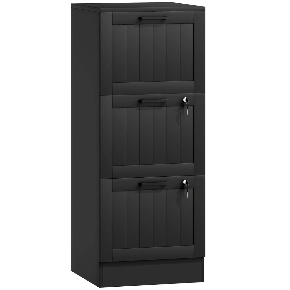 HOMCOM 3 Drawer Lockable Filing Cabinet with Adjustable Hanging Bars for A4 & Letter Files, Black