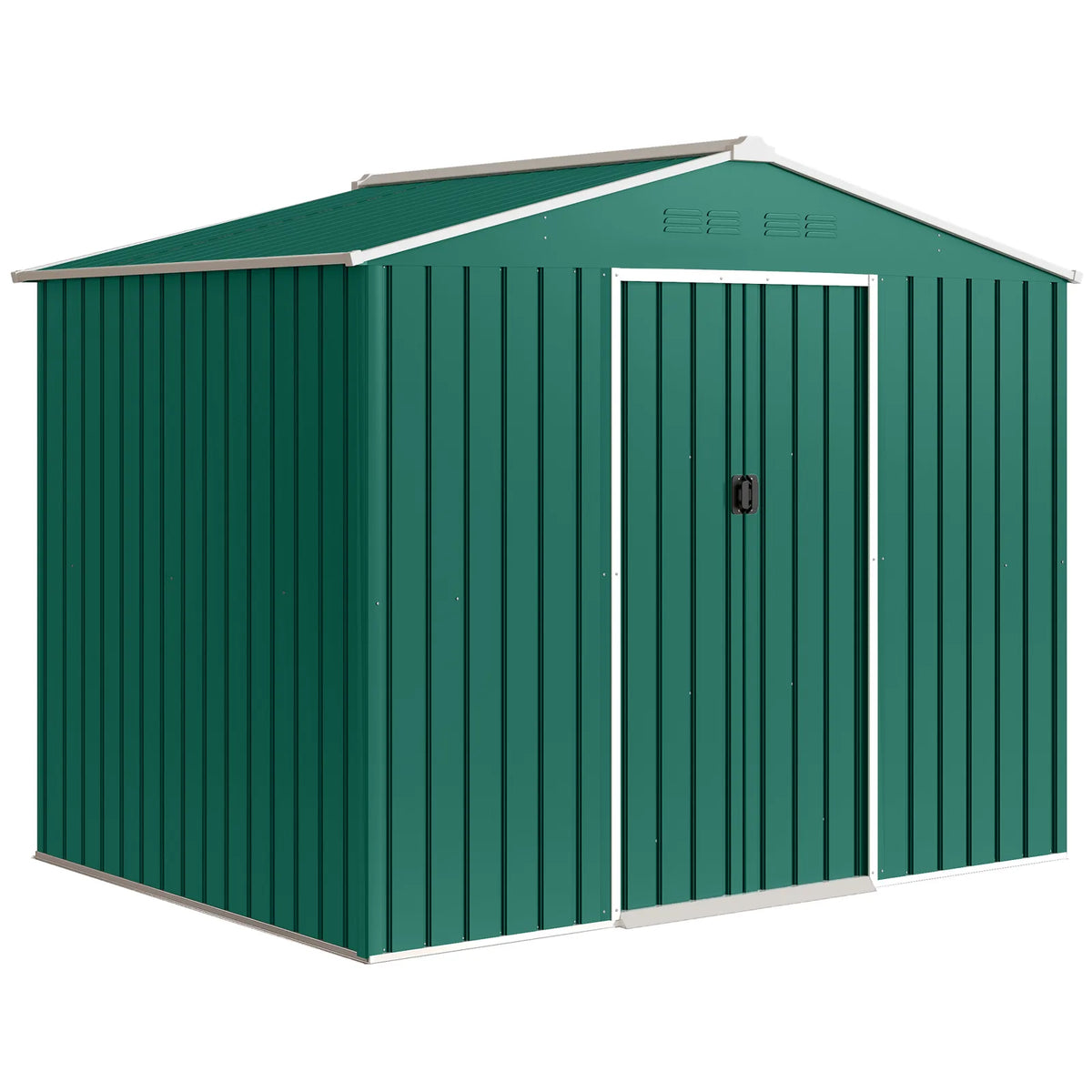 Outsunny 8 x 6ft Galvanised Steel Garden Shed with Sliding Double Doors – Green