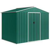 Outsunny 8 x 6ft Galvanised Steel Garden Shed with Sliding Double Doors – Green