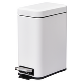 HOMCOM 5L Rectangular Steel Pedal Bin with Soft-Close Lid & Removable Inner Bucket – Compact White Kitchen Bin