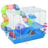 PawHut Hamster Cage Carrier with Exercise Wheel and Tunnel Tube – Small Animal House for Hamsters and Gerbils