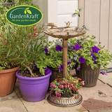 GardenKraft Clam Shell Bird Bath with Built-in Base Planter – Weatherproof Freestanding Garden Ornament
