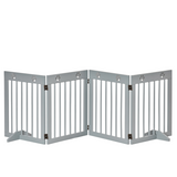 PawHut Freestanding Pet Gate with 4 Folding Panels & Support Feet – Wooden Dog Barrier for Doors and Stairs