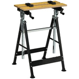 HOMCOM Portable Folding Workbench with Adjustable Height and Angle, 4 Clamping Pegs, 100kg Capacity, Beige