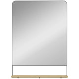 HOMCOM Wall Mirror with Wood Shelf – Black